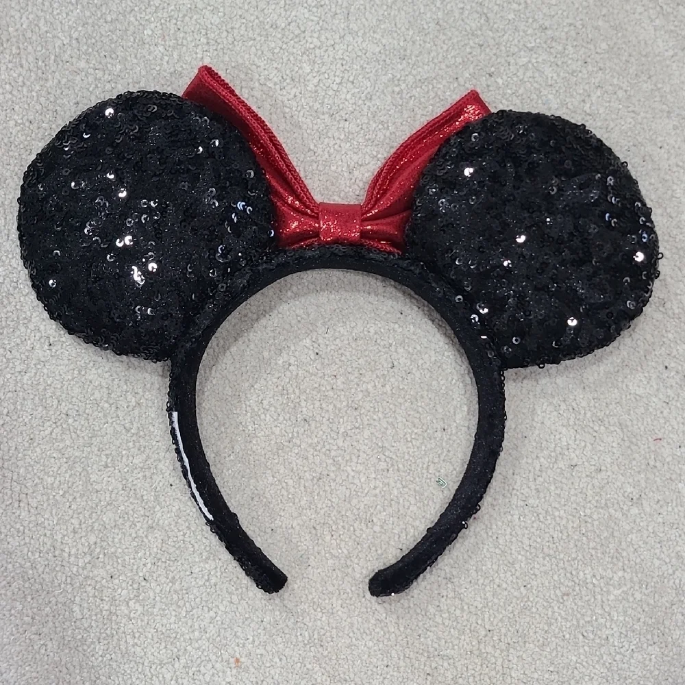 Sequin Black and Red Bow Kids Headband